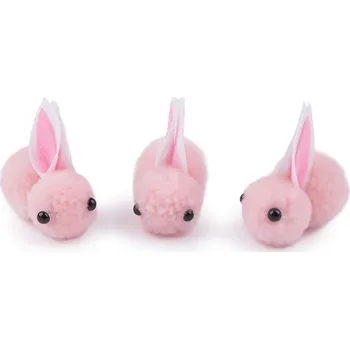 Bambulkový králíček k dalšímu tvoření a aranžování, střední, 2 růžová sv.