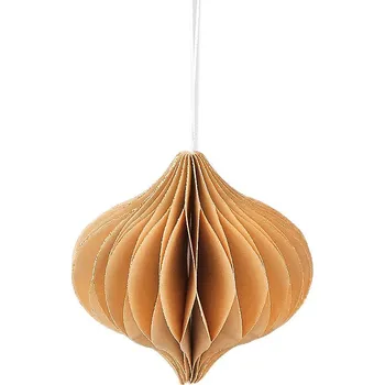 Vánoční dekorace Papírová vánoční ozdoba na stromeček - baňka, střední, 2 (8,5 cm) přírodní stř. zlatá