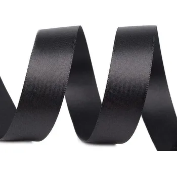 Stuha Atlasová stuha oboulící šíře 24 mm, střední, 900 černá