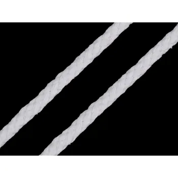 Bavlněná šňůra Ø7 mm splétaná, střední, 1 bílá