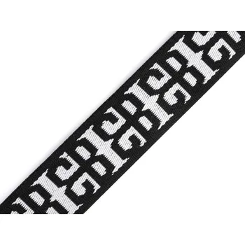 Oboustranný popruh šíře 38 mm, střední, 6 černá bílá