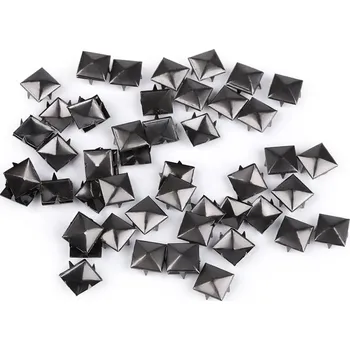 Cvočky na oblečení z nerezové oceli 12x12 mm pyramida, střední, 2 nikl černý