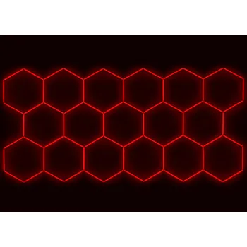 LED osvětlení Kompletní LED hexagonové svítidlo červené, rozměr: 17 elementů 504 x 238 cm