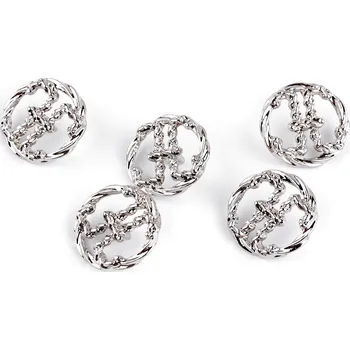 Knoflík Kovový knoflík velikost 24"; 32"; 38", střední, 2 (32") nikl