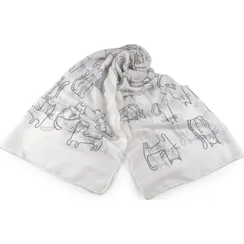 Šátek Letní šátek / šála kočky 70x180 cm, střední, 1 bílá