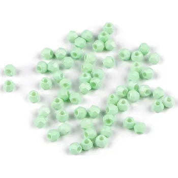 Korálek Skleněné korálky broušené Ø4 mm, střední, 5 zelená past.sv.