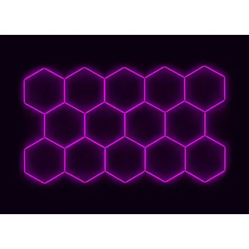 LED osvětlení Kompletní LED hexagonové svítidlo růžové, rozměr: 14 elementů 420 x 238 cm