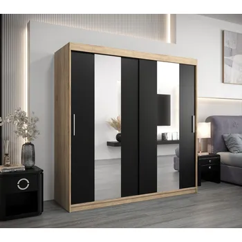 Šatní skříň Šatní skříň ALICE - šířka 200 cm, dub sonoma / černá