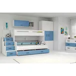 Dětská patrová postel s úložným prostorem a matracemi 80x200 IDA 3 - bílá / modrá