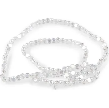Korálek Skleněné korálky broušené 4 mm ploché, na drátku, střední, 1 transparent AB