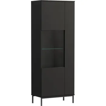 Policová skříň Vysoká vitrína FULTON - černá