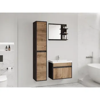 Koupelnový nábytek Koupelnová sestava se zrcadlem DENISON - matera / kaštan breslau