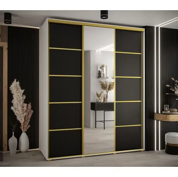 Šatní skříň Šatní skříň ASIRI 5 - 190/60 cm, bílá / černá / zlatá