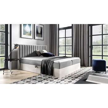 Postel Kontinentální postel 160x200 CHANTELLE 4 - nordic teak / tmavě šedá + topper ZDARMA