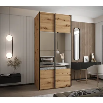 Šatní skříň Dvoudveřová skříň SAMARA 4 - 100 cm, dub artisan / černá