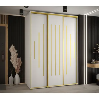 Šatní skříň Šatní skříň ASIRI 12 - 180/60 cm, bílá / zlatá