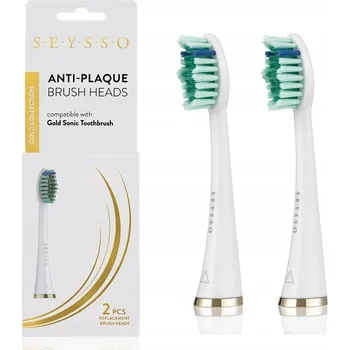 Elektrický zubní kartáček Náhradní Hlavice SEYSSO Gold White Anti-plaque pro sonický zubní kartáček, 2 kusy