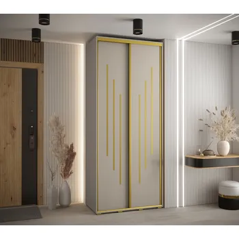 Šatní skříň Šatní skříň INDIRA 8 - 120/60 cm, kašmír / zlatá