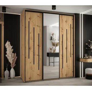 Šatní skříň Šatní skříň YVONA 9 - 190/60 cm, dub artisan / černá