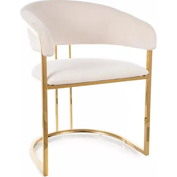 Jídelní židle Designová jídelní židle LOUBNE - světle béžová / zlatá