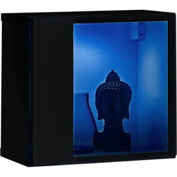 Policová skříň Vitrína prosklená na zeď RIONATA 10 - černá