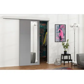 Interiérové dveře Posuvné interiérové dveře se zrcadlem VIGRA 5 - 100 cm, antracitové