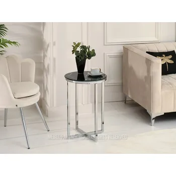 Toaletní stolek Odkládací stolek ZOAR - černý mramor / chrom