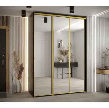 Šatní skříň Šatní skříň ASIRI 2 - 180/60 cm, černá / zlatá