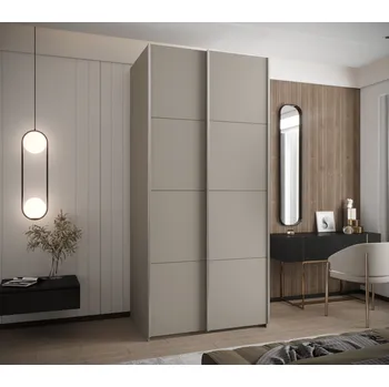 Šatní skříň Dvoudveřová skříň SAMARA 1 - 120 cm, kašmír / stříbrná