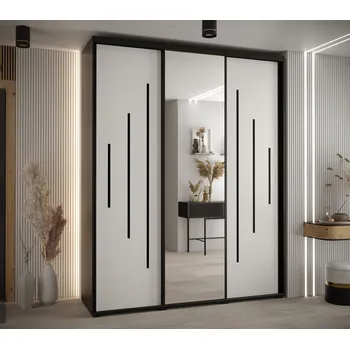 Šatní skříň Šatní skříň YVONA 13 - 200/45 cm, černá / bílá / černá