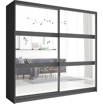 Šatní skříň Velká zrcadlová šatní skříň 230 cm DUITAMA - grafitová