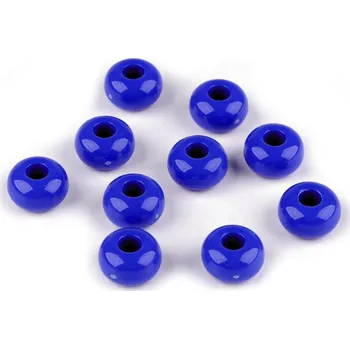 Dětské navlékací korálky Plastové korálky s velkým průvlekem Ø15 mm dekorační, velké, 5 modrá