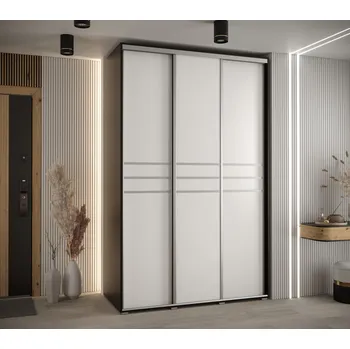 Šatní skříň Šatní skříň ASIRI 10 - 160/60 cm, černá / bílá / stříbrná