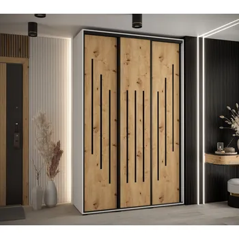 Šatní skříň Šatní skříň YVONA 8 - 150/45 cm, bílá / dub artisan / černá