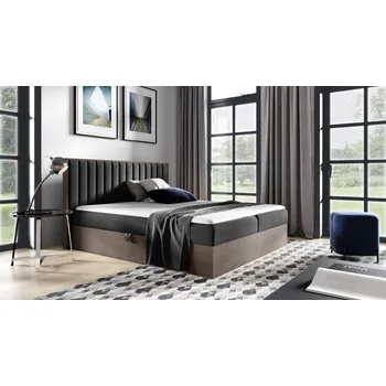 Postel Kontinentální postel 180x200 CHANTELLE 4 - tmavý dub / grafitová + topper ZDARMA