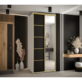 Šatní skříň Šatní skříň YVONA 5 - 120/60 cm, bílá / černá / zlatá