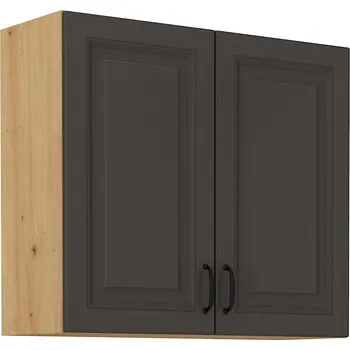 Kuchyňská linka Horní kuchyňská skříňka SOPHIA - šířka 80 cm, tmavě šedá / dub artisan