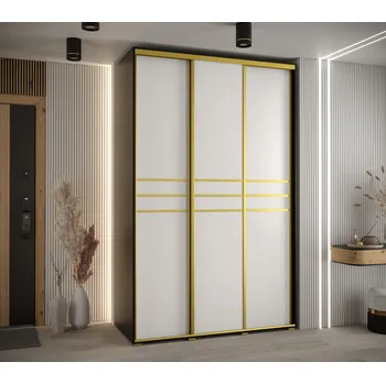 Šatní skříň Šatní skříň YVONA 10 - 160/60 cm, černá / bílá / zlatá