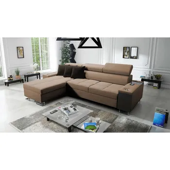 Sedací souprava Rohová rozkládací sedací souprava REMICH 1 MINI - hnědá, levý roh