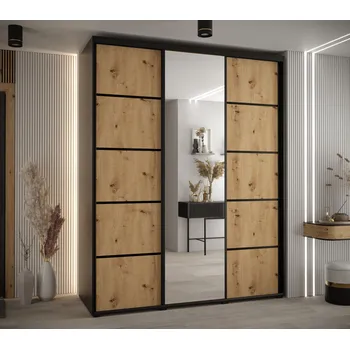 Šatní skříň Šatní skříň YVONA 5 - 200/60 cm, černá / dub artisan / černá