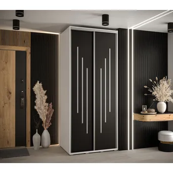 Šatní skříň Šatní skříň YVONA 8 - 100/60 cm, bílá / černá / stříbrná