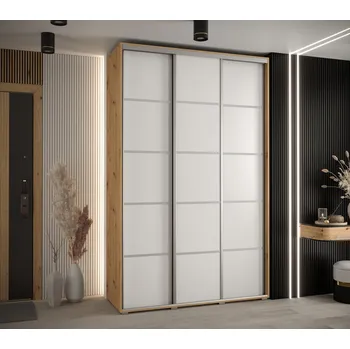 Šatní skříň Šatní skříň YVONA 4 - 160/45 cm, dub artisan / bílá / stříbrná