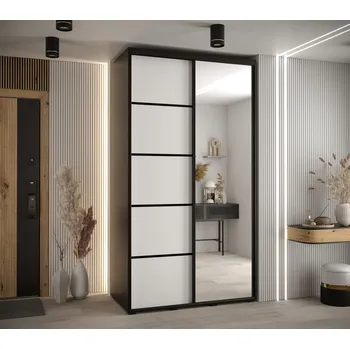 Šatní skříň Šatní skříň ASIRI 5 - 130/60 cm, černá / bílá / černá