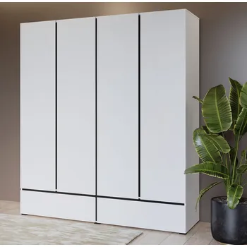 Šatní skříň Čtyřdvéřová šatní skříň 180 cm GLENROSE - bílá / černá