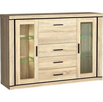 Komoda Prosklená komoda AIRA - dub sonoma