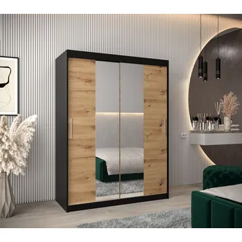 Šatní skříň Skříň s posuvnými dveřmi v šířce 150 cm TIMEA 1 - černá / dub artisan
