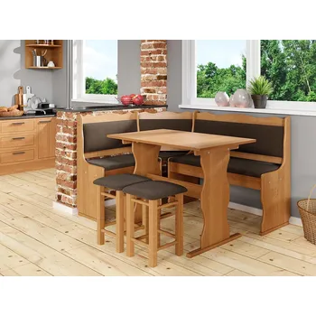 Jídelní stůl Rohový jídelní set DULMEN 1 - olše / hnědý