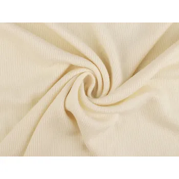 Úplet bavlněný žebrovaný / jemná svetrovina, střední, 1 krémová světlá