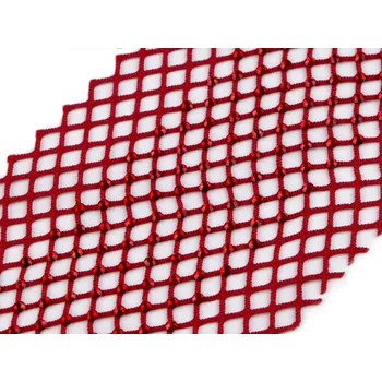 Pružná vsadka / síťovina / prýmek s broušenými kamínky šíře 75 mm, střední, 3 červená