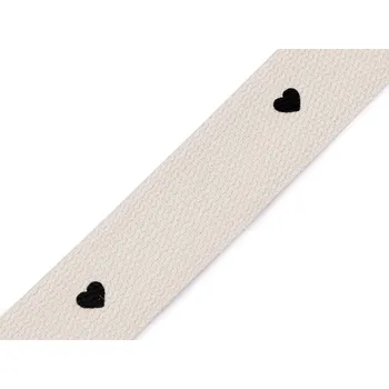 Popruh srdce šíře 38 mm, střední, 1 režná světlá černá
